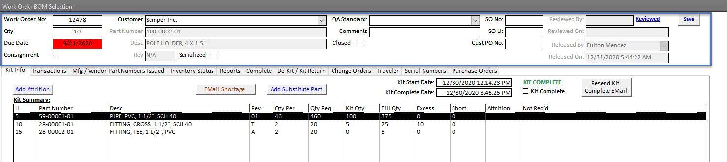 Work Order Management - Info