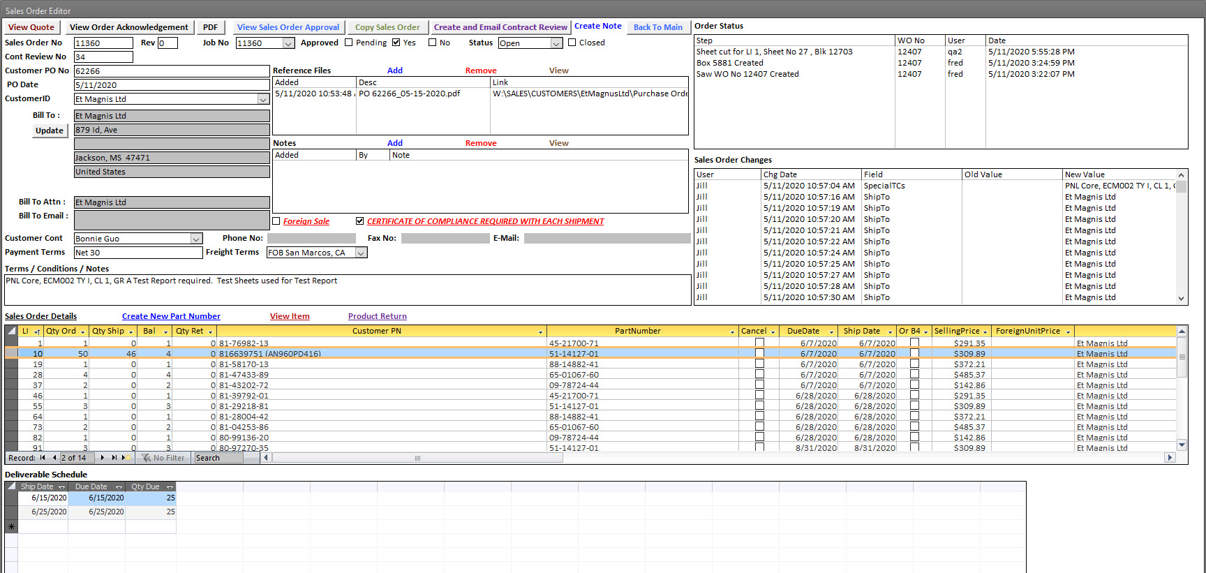 Order Management Sales Order