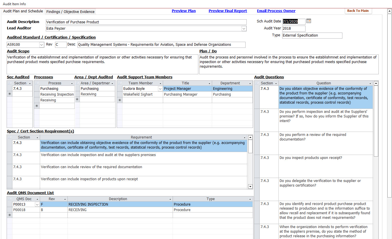 Internal Auditing Plan